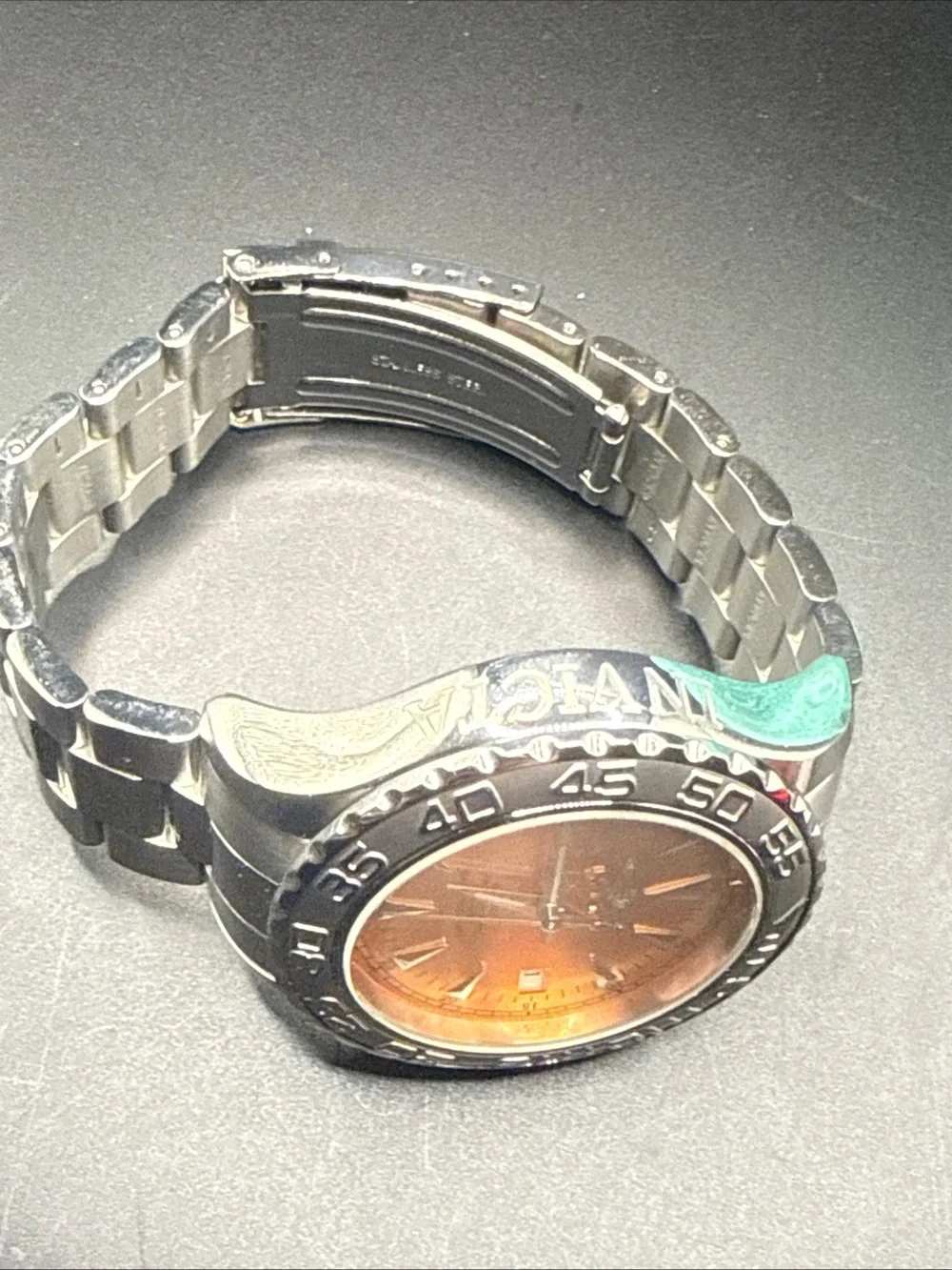 Invicta Silver Bracelet Watch with Orange Dial